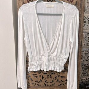 Lucky Brand Pointelle-Trim Surplice Top
